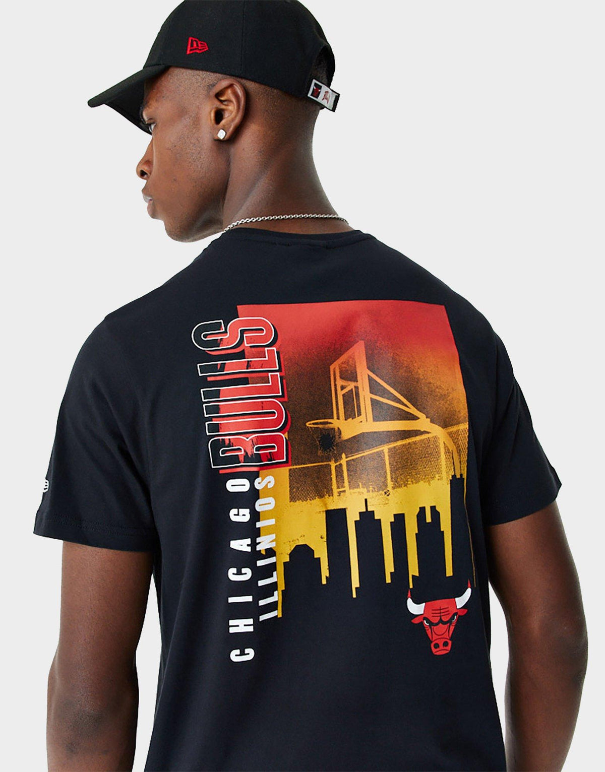 טי שירט גרפית אוברסייז Chicago Bulls Skyline | גברים