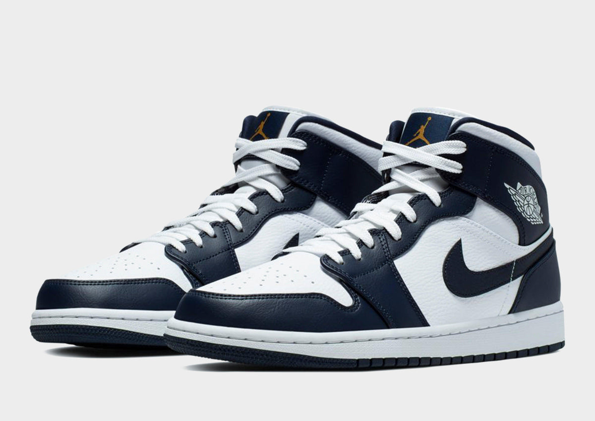 סניקרס Air Jordan 1 Mid White Metallic Gold Obsidian | גברים