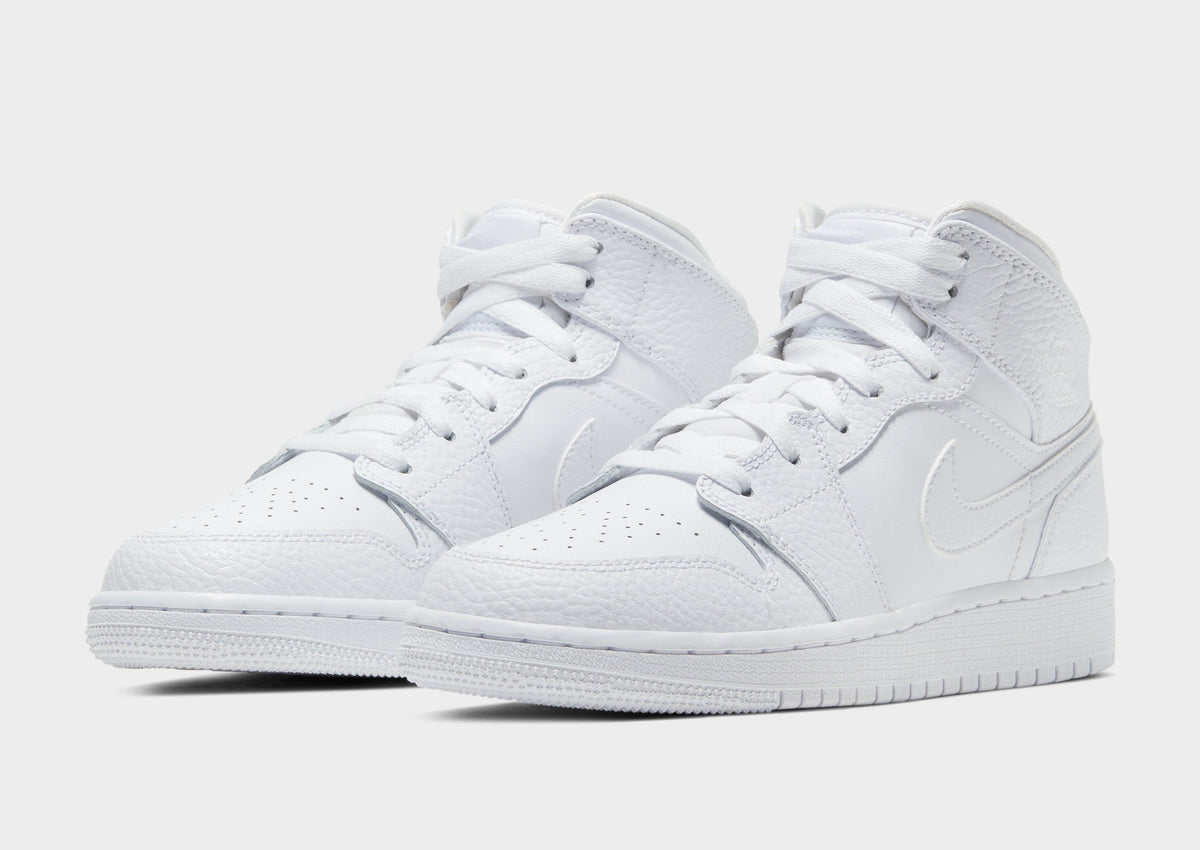 סניקרס Air Jordan 1 Mid Triple White | ג'וניורס